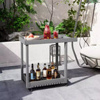 Carrello di servizio Garvee con ruote, capacità 227 kg, carrello portaoggetti con vasca resistente, organizer mobile multiuso a 2 livelli, grigio