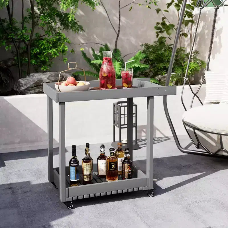 Carrello di servizio Garvee con ruote, capacità 227 kg, carrello portaoggetti con vasca resistente, organizer mobile multiuso a 2 livelli, grigio