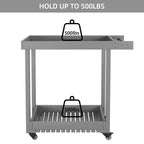 Carrello di servizio Garvee con ruote, capacità 227 kg, carrello portaoggetti con vasca resistente, organizer mobile multiuso a 2 livelli, grigio
