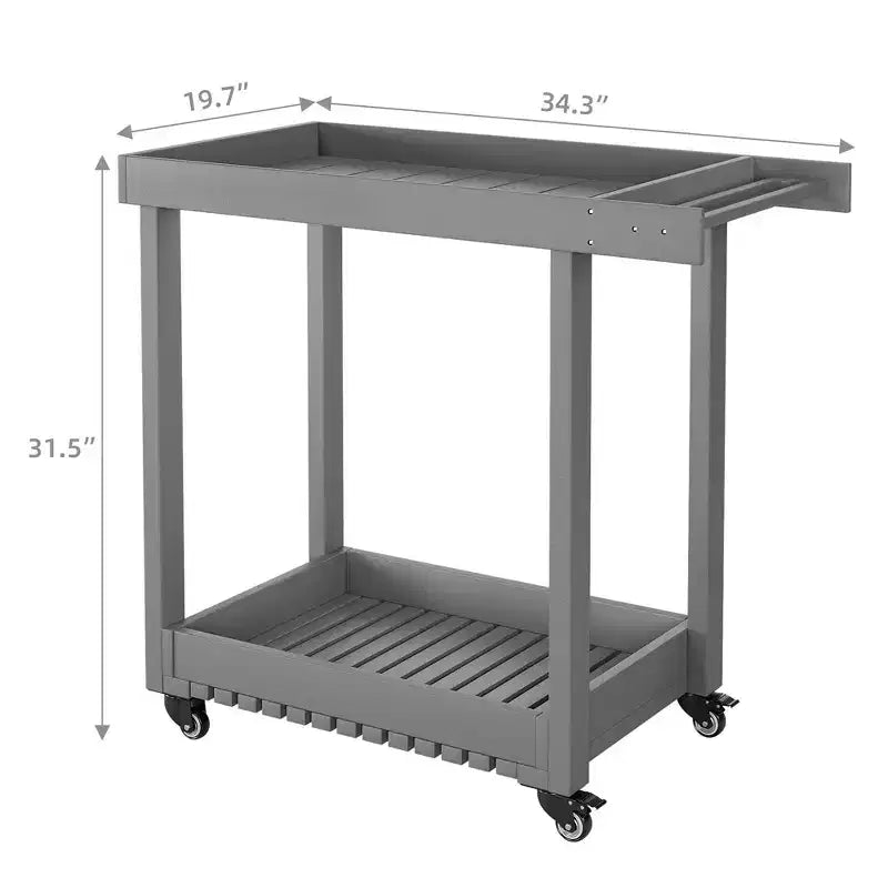 Carrello di servizio Garvee con ruote, capacità 227 kg, carrello portaoggetti con vasca resistente, organizer mobile multiuso a 2 livelli, grigio