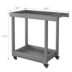 Carrello di servizio Garvee con ruote, capacità 227 kg, carrello portaoggetti con vasca resistente, organizer mobile multiuso a 2 livelli, grigio