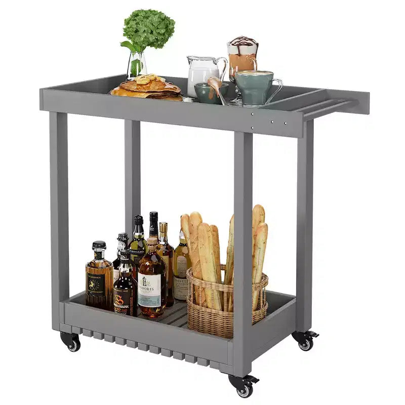 Carrello di servizio Garvee con ruote, capacità 227 kg, carrello portaoggetti con vasca resistente, organizer mobile multiuso a 2 livelli, grigio