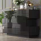 Famapy Glossy Chest of Drawers Polished 6 Drawer Dresser Modern & Contemporary Style Black