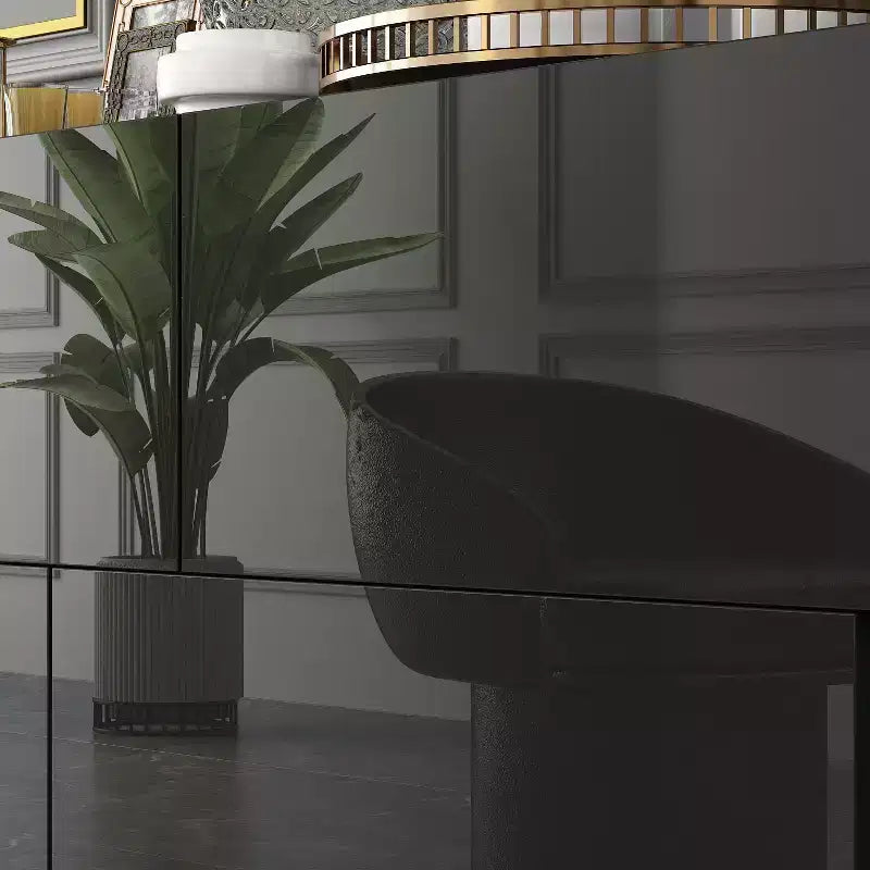 Famapy Cassettiera Lucida Lucidato con 6 Cassetti Comò Stile Moderno e Contemporaneo Nero