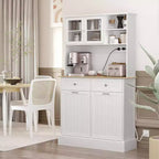 HOMCOM Mobile Dispensa da Cucina 173 cm con Stazione di Ricarica, 2 Scomparti Estraibili per Pattumiera e Porta Microonde, Armadio Contenitore Moderno