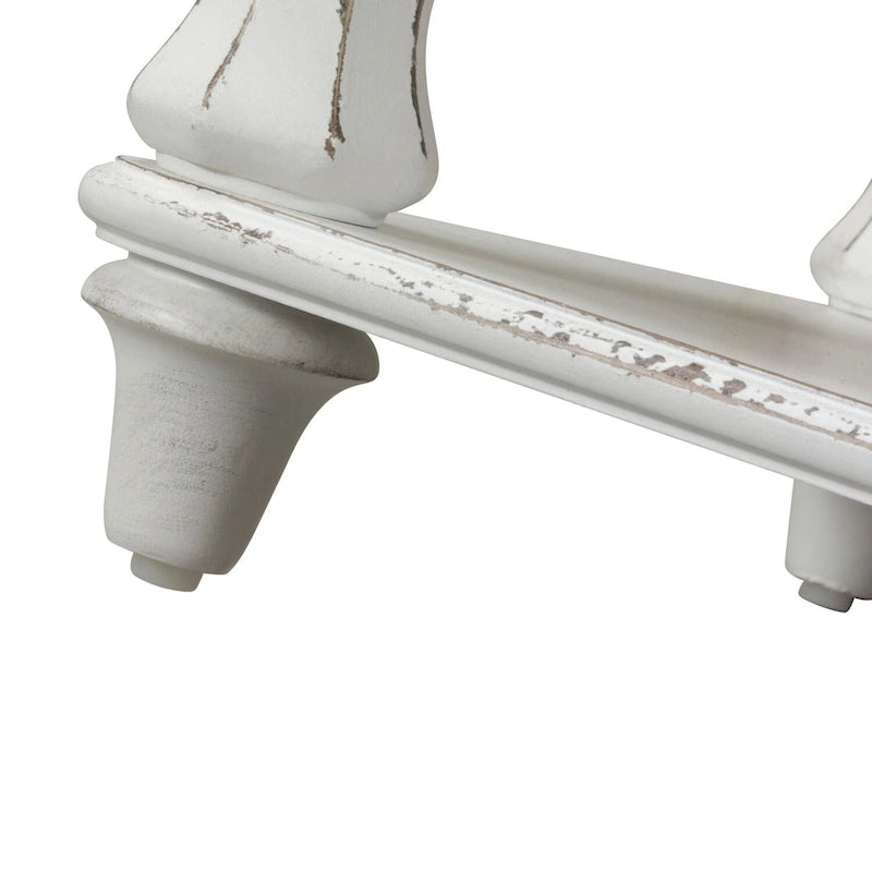 Panca da letto imbottita con ripiano inferiore e finitura bianco anticato – Bianco Anticato / Rovere invecchiato, Singolo
