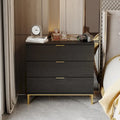 31.5W x 29.7H Wooden Nightstand with 3 Drawer End Table Black Chest