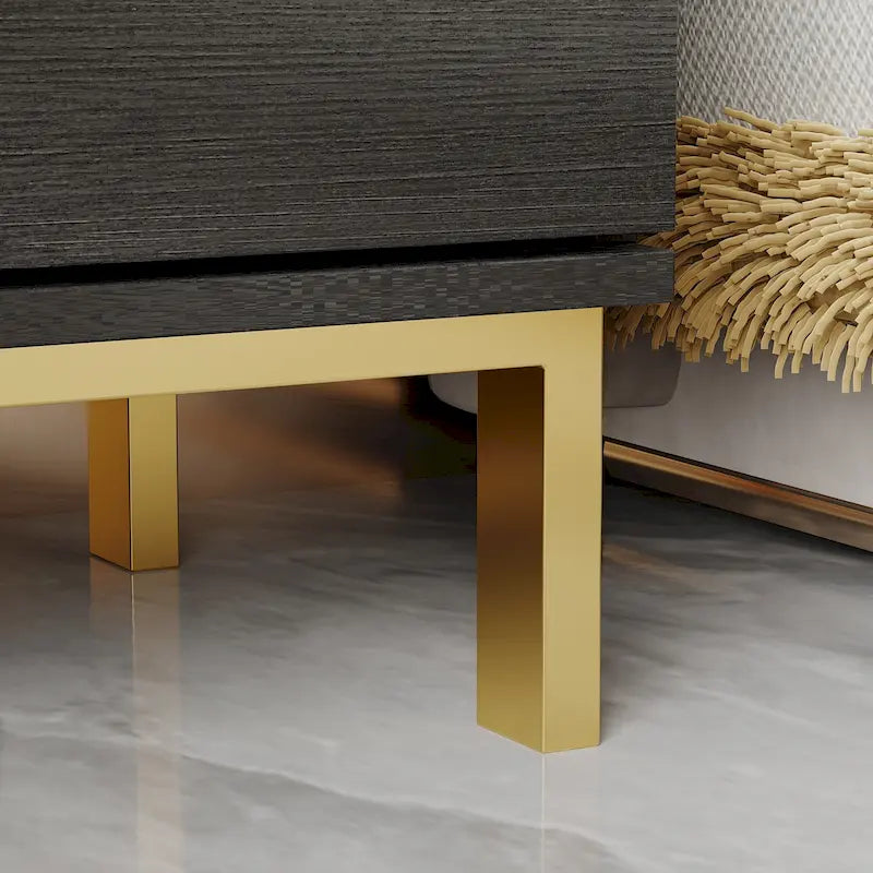 Comodino a 3 cassetti in MDF con ripiano inferiore aperto e piano del tavolo impermeabile – Nero, singolo