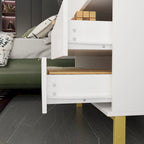 Comodino a 3 cassetti in MDF con ripiano inferiore aperto e piano del tavolo impermeabile – Nero, singolo