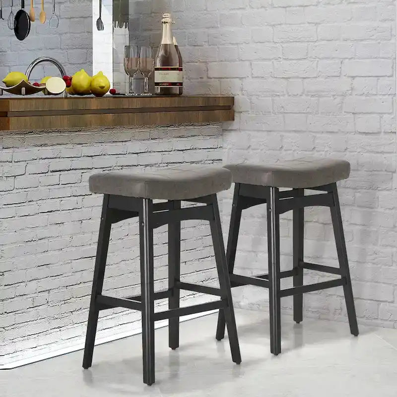 Sgabelli da bancone senza schienale con base in legno a treppiede – Grigio / Nero / Bianco / Beige