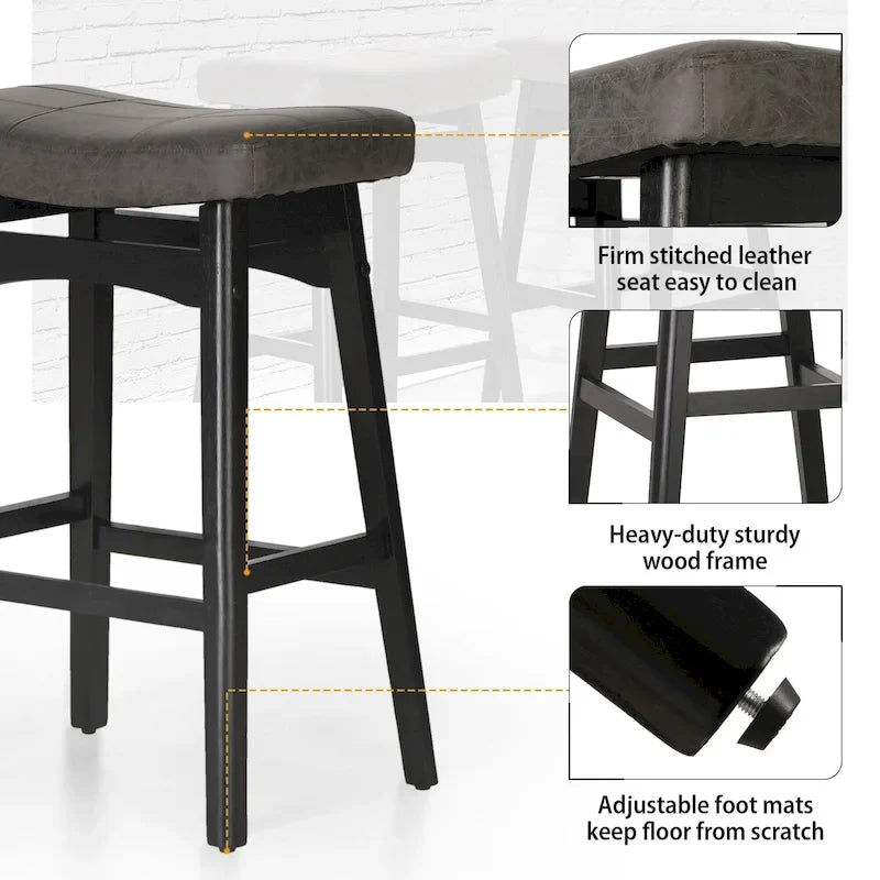 Sgabelli da bancone senza schienale con base in legno a treppiede – Grigio / Nero / Bianco / Beige