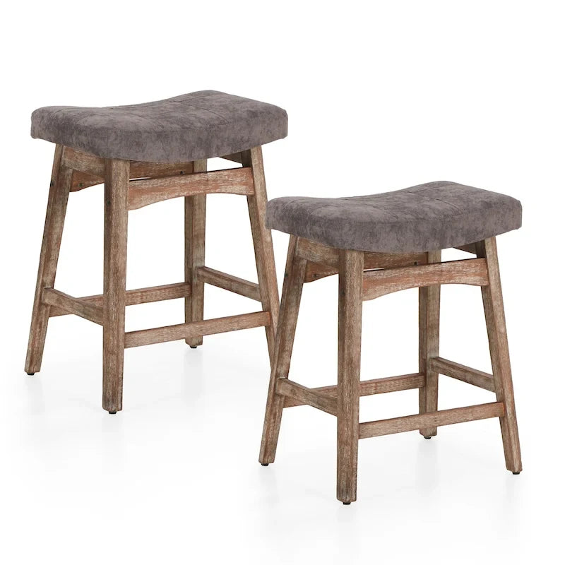 Sgabelli da bancone senza schienale con base in legno a treppiede – Grigio / Nero / Bianco / Beige