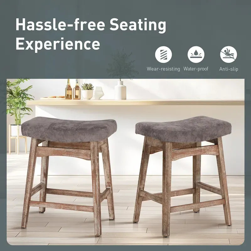 Sgabelli da bancone senza schienale con base in legno a treppiede – Grigio / Nero / Bianco / Beige