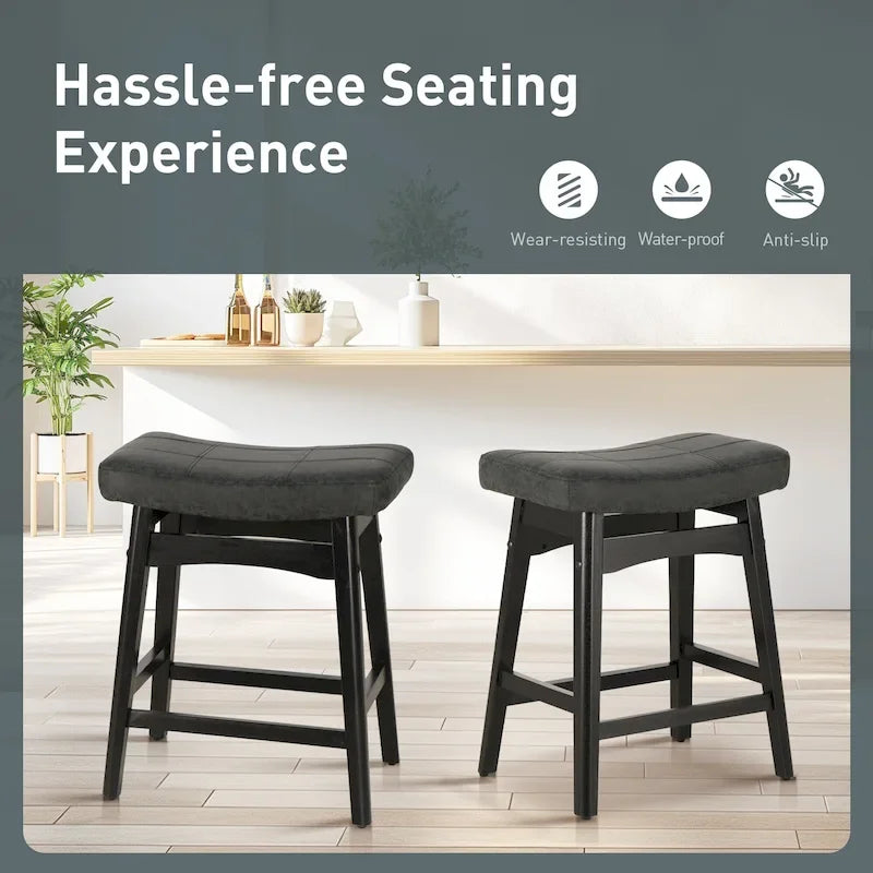 Sgabelli da bancone senza schienale con base in legno a treppiede – Grigio / Nero / Bianco / Beige