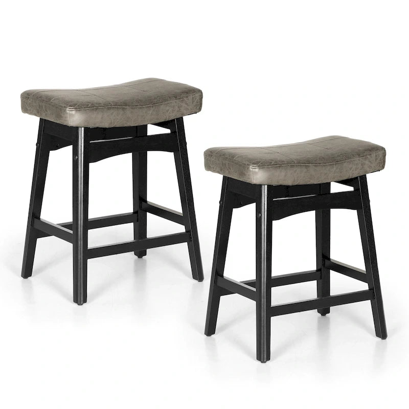 Sgabelli da bancone senza schienale con base in legno a treppiede – Grigio / Nero / Bianco / Beige
