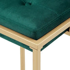 Sgabello da Bar Senza Schienale in Velluto con Bottoni, Base e Poggiapiedi in Metallo Dorato – Beige / Blu / Verde, Altezza Bancone / Bar