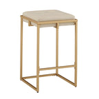 Sgabello da Bar Senza Schienale in Velluto con Bottoni, Base e Poggiapiedi in Metallo Dorato – Beige / Blu / Verde, Altezza Bancone / Bar