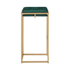Sgabello da Bar Senza Schienale in Velluto con Bottoni, Base e Poggiapiedi in Metallo Dorato – Beige / Blu / Verde, Altezza Bancone / Bar