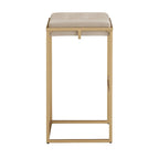 Sgabello da Bar Senza Schienale in Velluto con Bottoni, Base e Poggiapiedi in Metallo Dorato – Beige / Blu / Verde, Altezza Bancone / Bar