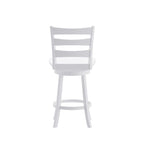 Sgabello da bancone girevole a 360° con schienale a pioli, poggiapiedi e struttura in legno massiccio – Noce grigio slavato / Bianco slavato, singolo
