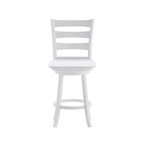 Sgabello da bancone girevole a 360° con schienale a pioli, poggiapiedi e struttura in legno massiccio – Noce grigio slavato / Bianco slavato, singolo