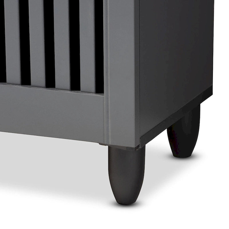 Scarpiera a 4 Ante a Listelle con Chiusura Magnetica e 4 Ripiani Interni – Grigio Scuro, Singolo