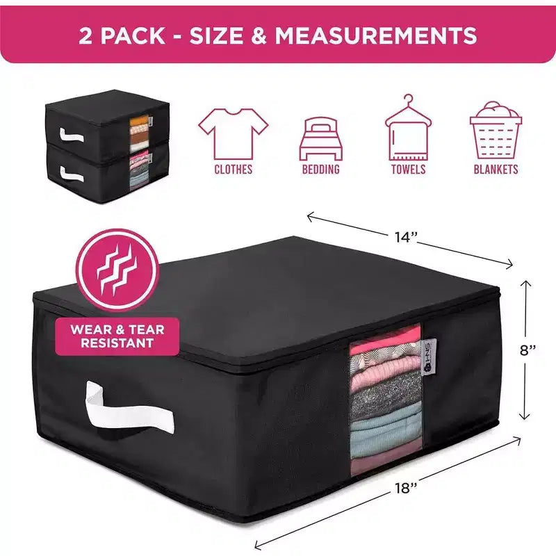 Hold N' Storage - Organizer per borse porta abiti con inserto in cedro per proteggere dalle tarme, set da 2 - Nero