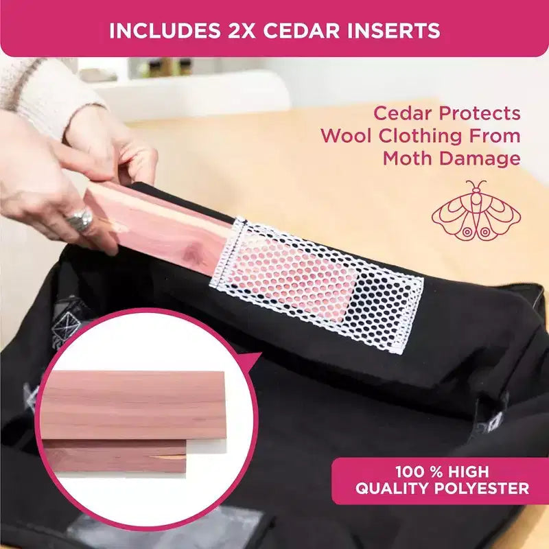 Hold N' Storage - Organizer per borse porta abiti con inserto in cedro per proteggere dalle tarme, set da 2 - Nero