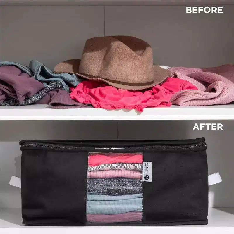 Hold N' Storage - Organizer per borse porta abiti con inserto in cedro per proteggere dalle tarme, set da 2 - Nero
