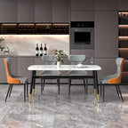 Sedia da pranzo senza braccioli Wingback con schienale trapuntato curvo e gambe in metallo – Grigia