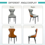 Sedia da pranzo senza braccioli Wingback con schienale trapuntato curvo e gambe in metallo – Grigia