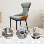 Sedia da pranzo senza braccioli Wingback con schienale trapuntato curvo e gambe in metallo – Grigia