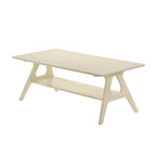 Tavolino da Caffè Mid-Century Modern con Piano Impiallacciato in Okoumé, Gambe e Ripiano Inferiore in Legno di Gomma – Rovere Naturale / Bianco Sporco / Noce, Singolo