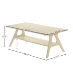 Tavolino da Caffè Mid-Century Modern con Piano Impiallacciato in Okoumé, Gambe e Ripiano Inferiore in Legno di Gomma – Rovere Naturale / Bianco Sporco / Noce, Singolo