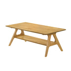 Tavolino da Caffè Mid-Century Modern con Piano Impiallacciato in Okoumé, Gambe e Ripiano Inferiore in Legno di Gomma – Rovere Naturale / Bianco Sporco / Noce, Singolo