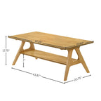 Tavolino da Caffè Mid-Century Modern con Piano Impiallacciato in Okoumé, Gambe e Ripiano Inferiore in Legno di Gomma – Rovere Naturale / Bianco Sporco / Noce, Singolo