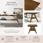 Tavolino da Caffè Mid-Century Modern con Piano Impiallacciato in Okoumé, Gambe e Ripiano Inferiore in Legno di Gomma – Rovere Naturale / Bianco Sporco / Noce, Singolo