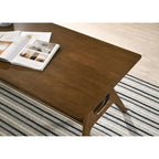 Tavolino da Caffè Mid-Century Modern con Piano Impiallacciato in Okoumé, Gambe e Ripiano Inferiore in Legno di Gomma – Rovere Naturale / Bianco Sporco / Noce, Singolo