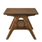 Tavolino da Caffè Mid-Century Modern con Piano Impiallacciato in Okoumé, Gambe e Ripiano Inferiore in Legno di Gomma – Rovere Naturale / Bianco Sporco / Noce, Singolo