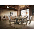 Tavolo da pranzo rustico con prolunga rimovibile e 8 sedie imbottite – Marrone/Driftwood, Posti a sedere 8
