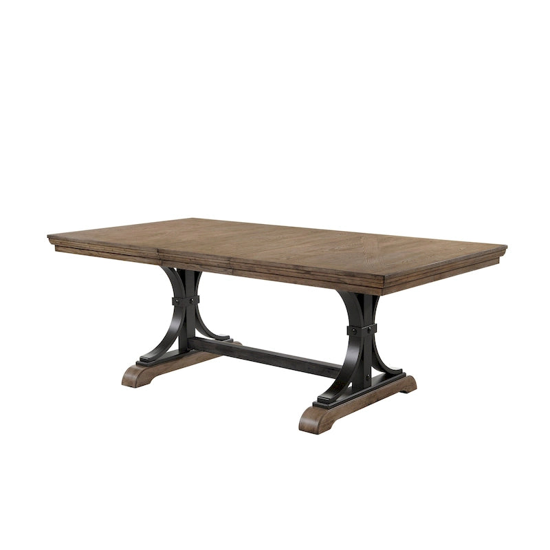 Tavolo da pranzo rustico con prolunga rimovibile e 8 sedie imbottite – Marrone/Driftwood, Posti a sedere 8