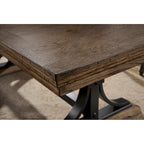 Tavolo da pranzo rustico con prolunga rimovibile e 8 sedie imbottite – Marrone/Driftwood, Posti a sedere 8