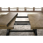 Tavolo da pranzo rustico con prolunga rimovibile e 8 sedie imbottite – Marrone/Driftwood, Posti a sedere 8