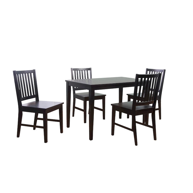 Sedie da pranzo con schienale a doghe in legno massello di gomma – Espresso / Nero / Bianco / Grigio Antracite