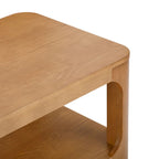 Tavolino moderno arrotondato in legno di pino con ripiano inferiore – Noce / Pecan, singolo