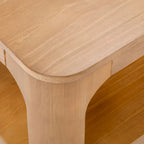 Tavolino moderno arrotondato in legno di pino con ripiano inferiore – Noce / Pecan, singolo