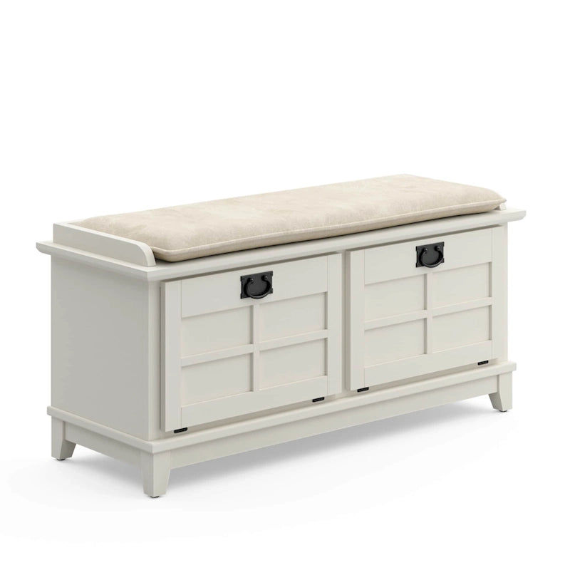 Panca Contenitore Imbottita in Stile Mission con Doppie Ante a Ribalta e 2 Ripiani Interni – Rovere Cottage / Nero / Bianco, Singola