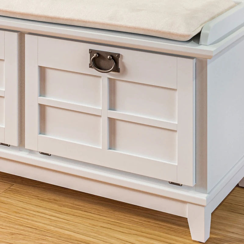 Panca Contenitore Imbottita in Stile Mission con Doppie Ante a Ribalta e 2 Ripiani Interni – Rovere Cottage / Nero / Bianco, Singola