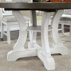 Tavolo da pranzo rotondo stile fattoria da 54 pollici con base a piedistallo e ripiano aperto – Bianco anticato / Blu / Azzurro / Grigio, 4–6 posti a sedere