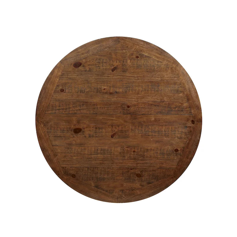 Tavolo da pranzo rotondo stile fattoria da 54 pollici con base a piedistallo e ripiano aperto – Bianco anticato / Blu / Azzurro / Grigio, 4–6 posti a sedere